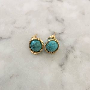 Turquoise Crystal Wire Wrapped Earrings